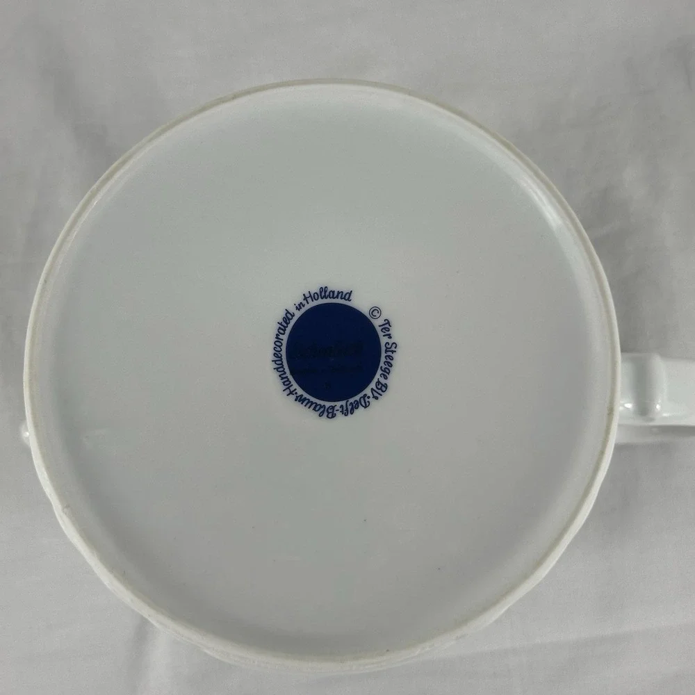 Delft Blauw Ter Steege eschenbach Windmill Teapot Hand Decorated Holland Gold